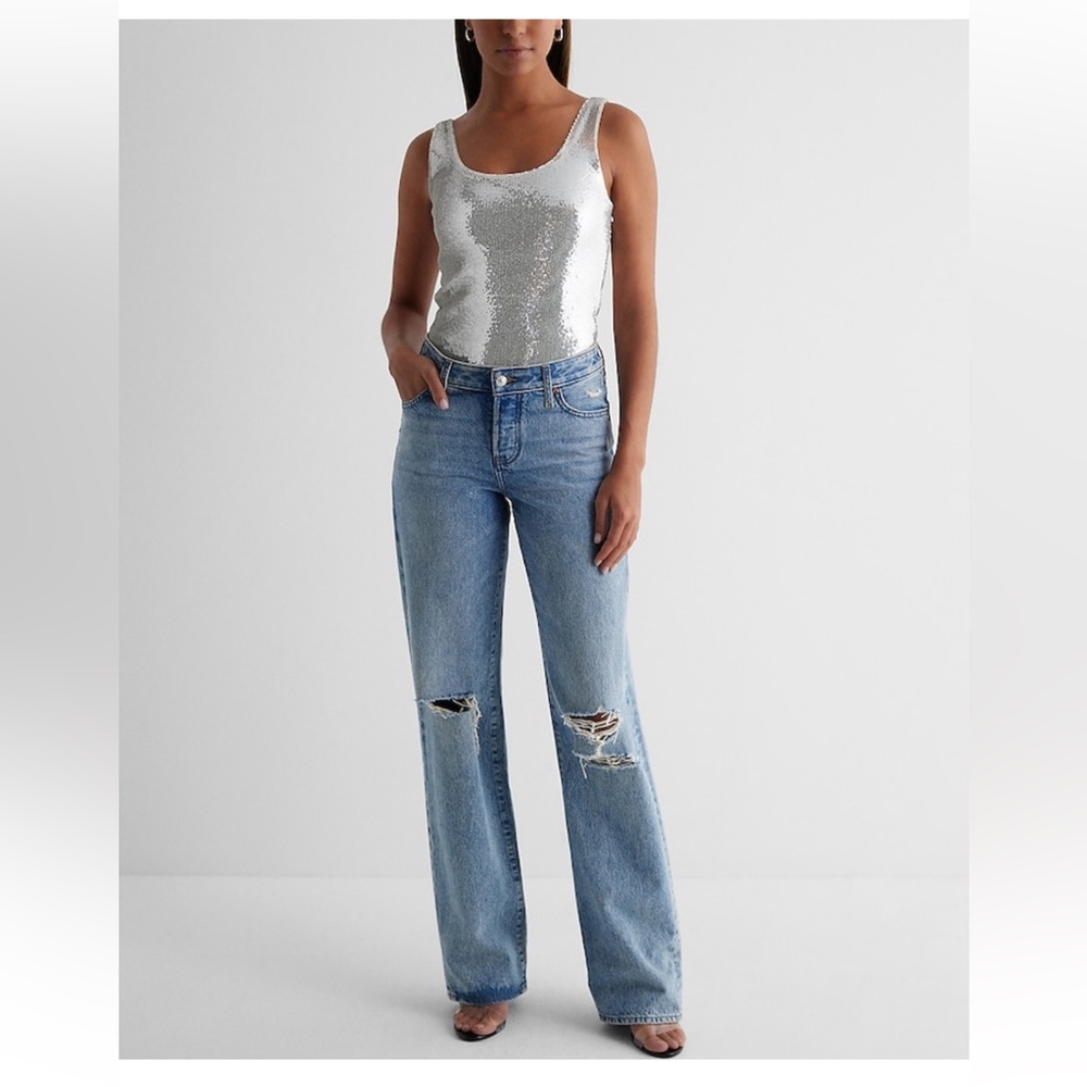 NWT Express Body Contour Sequin Scoop Neck Bodysuit